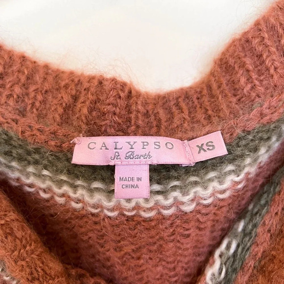 Calypso St Barth Mohair Blend Striped Short Sleeve Preppy Designer Knit Sweater - Picture 6 of 8